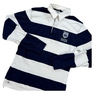 Lionheart Rugby Shirt Mens M White Striped Polo Long Sleeve Victoria University